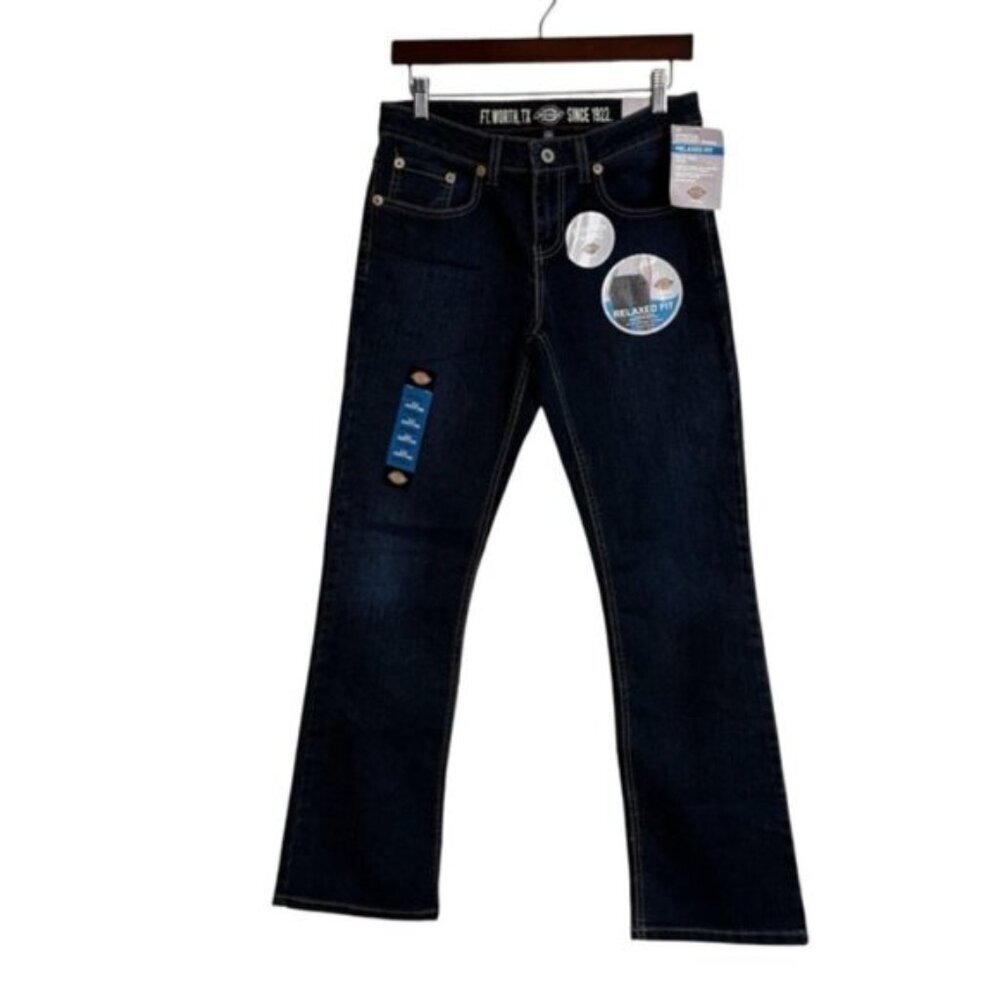 Dickies Women's Dark Wash Boot Cut Denim Jeans 4R Stretch